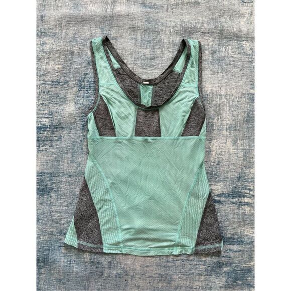 Lululemon Run: Recharge Athletic Tank Top Aqua Blue Green Heathered Gray Size 4 - Picture 1 of 3